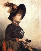 Anna Bilinska-Bohdanowicz Portrait of a lady with binoculars oil painting